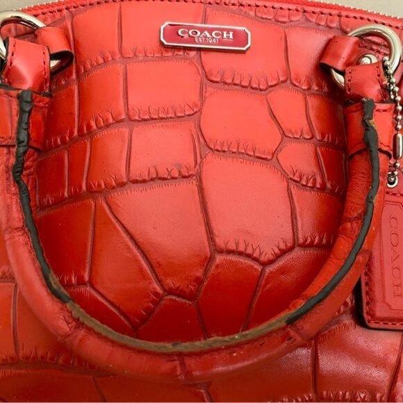 COACH 2013 Madison Lindsey Red Croc Embossed Crossbody Satchel Full Zip 1941 - Picture 5 of 9
